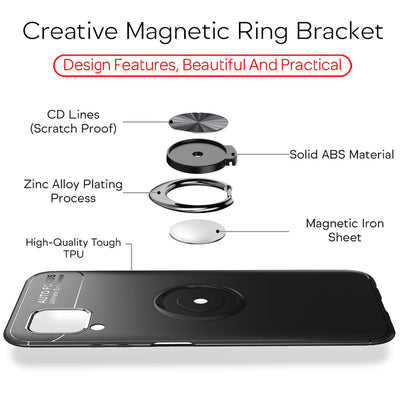 NALIA Ring Handyhülle kompatibel mit Huawei P40 lite Hülle, Silikon Cover mit 360-Grad Finger-Halter für magnetische KFZ-Halterung, Schutzhülle Phone Case Handy-Tasche Etui Bumper Schwarz NALIA Protective Hülle