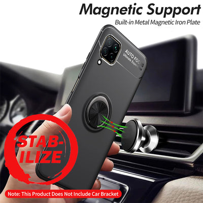 NALIA Ring Handyhülle kompatibel mit Huawei P40 lite Hülle, Silikon Cover mit 360-Grad Finger-Halter für magnetische KFZ-Halterung, Schutzhülle Phone Case Handy-Tasche Etui Bumper Schwarz NALIA Protective Hülle
