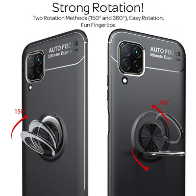 NALIA Ring Handyhülle kompatibel mit Huawei P40 lite Hülle, Silikon Cover mit 360-Grad Finger-Halter für magnetische KFZ-Halterung, Schutzhülle Phone Case Handy-Tasche Etui Bumper Schwarz NALIA Protective Hülle