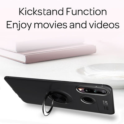 NALIA Ring Handyhülle kompatibel mit Huawei P40 lite E Hülle, Silikon Cover mit 360-Grad Finger-Halter für magnetische KFZ-Halterung, Schutzhülle Phone Case Handy-Tasche Etui Bumper Schwarz NALIA Protective Hülle