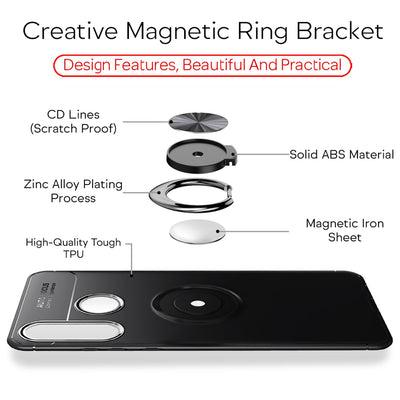 NALIA Ring Handyhülle kompatibel mit Huawei P40 lite E Hülle, Silikon Cover mit 360-Grad Finger-Halter für magnetische KFZ-Halterung, Schutzhülle Phone Case Handy-Tasche Etui Bumper Schwarz NALIA Protective Hülle