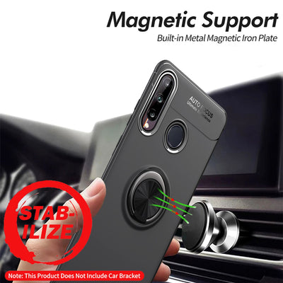 NALIA Ring Handyhülle kompatibel mit Huawei P40 lite E Hülle, Silikon Cover mit 360-Grad Finger-Halter für magnetische KFZ-Halterung, Schutzhülle Phone Case Handy-Tasche Etui Bumper Schwarz NALIA Protective Hülle