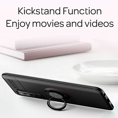 NALIA Ringhülle für Huawei P40 Lite 5G – Ring-Ständer 360° & für Magnet-Halter – GRIP360 (Mattiertes Silikon Case) – Marke aus Berlin Schwarz NALIA Protective Hülle
