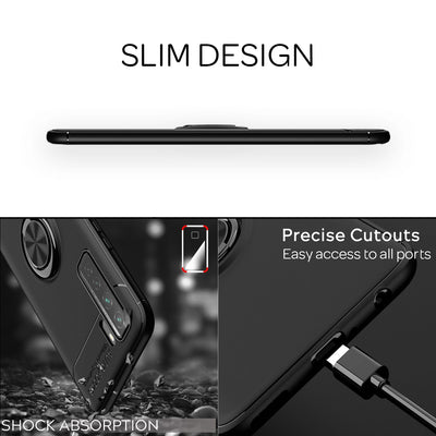 NALIA Ringhülle für Huawei P40 Lite 5G – Ring-Ständer 360° & für Magnet-Halter – GRIP360 (Mattiertes Silikon Case) – Marke aus Berlin Schwarz NALIA Protective Hülle