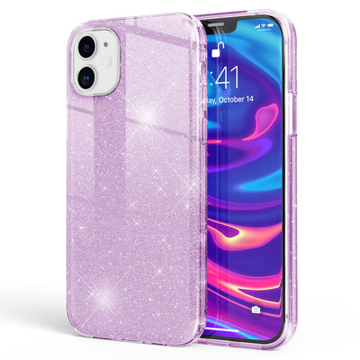 NALIA Glitzerhülle für iPhone 12 Mini – Funkelnder Glitzer-Look & Grip – SHINEPOP (Silikon Case) – Marke aus Berlin Lila NALIA Protective Hülle