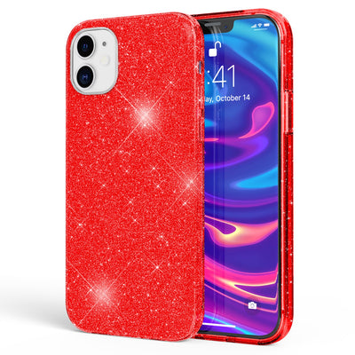 NALIA Glitzerhülle für iPhone 12 Mini – Funkelnder Glitzer-Look & Grip – SHINEPOP (Silikon Case) – Marke aus Berlin Rot NALIA Protective Hülle