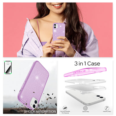 NALIA Glitzerhülle für iPhone 12 Mini – Funkelnder Glitzer-Look & Grip – SHINEPOP (Silikon Case) – Marke aus Berlin Lila NALIA Protective Hülle