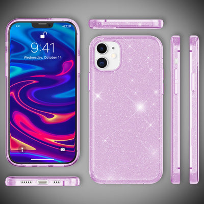 NALIA Glitzerhülle für iPhone 12 / 12 Pro – Funkelnder Glitzer-Look & Grip – SHINEPOP (Silikon Case) – Marke aus Berlin Lila NALIA Protective Hülle