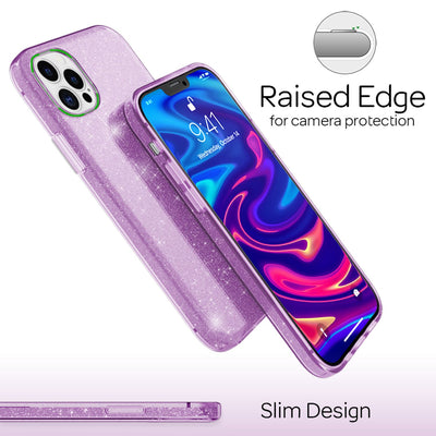 NALIA Glitzerhülle für iPhone 12 Pro Max – Funkelnder Glitzer-Look & Grip – SHINEPOP (Silikon Case) – Marke aus Berlin Lila NALIA Protective Hülle