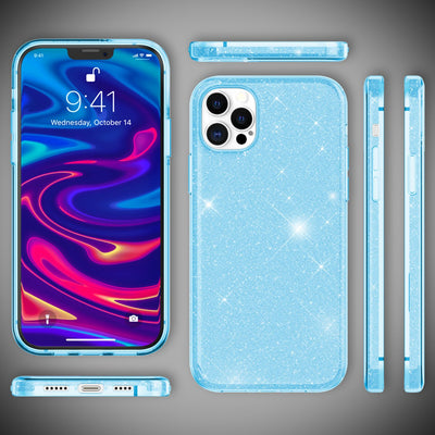 NALIA Glitzerhülle für iPhone 12 Pro Max – Funkelnder Glitzer-Look & Grip – SHINEPOP (Silikon Case) – Marke aus Berlin Blau NALIA Protective Hülle