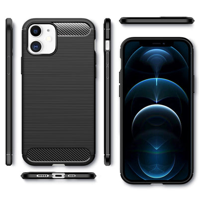 NALIA Design Case kompatibel mit iPhone 12 / iPhone 12 Pro Hülle, Carbon Look Stylische Handyhülle Stoßfeste Silikon Schutzhülle, Dünne Handy-Tasche Phone Cover Soft Skin Etui Robust - Schwarz Default Title NALIA Protective Hülle