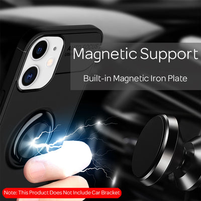 NALIA Ringhülle für iPhone 12 / 12 Pro – Ring-Ständer 360° & für Magnet-Halter – GRIP360 (Mattiertes Silikon Case) – Marke aus Berlin Schwarz NALIA Protective Hülle