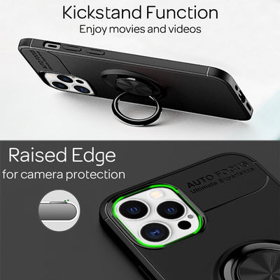 NALIA Ringhülle für iPhone 12 Pro Max – Ring-Ständer 360° & für Magnet-Halter – GRIP360 (Mattiertes Silikon Case) – Marke aus Berlin Schwarz NALIA Protective Hülle