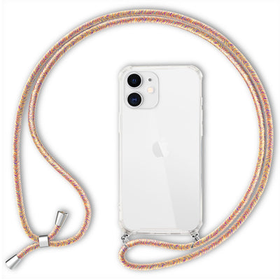 NALIA Handykette für iPhone 12 / 12 Pro – Transparentes Hybrid-Case & Band – HANGIT (Anti-Gelb Rückseite & Verstellbar) – Marke aus Berlin Regenbogen NALIA Transparente Hülle