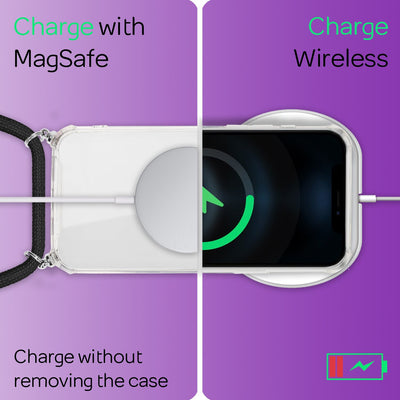 NALIA Handykette für iPhone 12 Pro Max – Transparentes Hybrid-Case & Band – HANGIT (Anti-Gelb Rückseite & Verstellbar) – Marke aus Berlin Schwarz NALIA Transparente Hülle