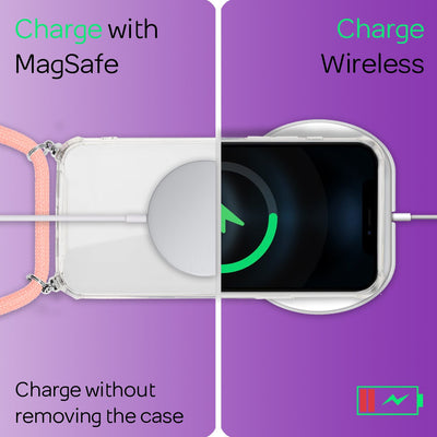 NALIA Handykette für iPhone 12 Pro Max – Transparentes Hybrid-Case & Band – HANGIT (Anti-Gelb Rückseite & Verstellbar) – Marke aus Berlin Pink NALIA Transparente Hülle