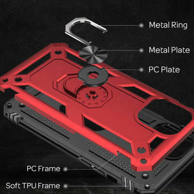 NALIA Panzerhülle für iPhone 12 Pro Max – Ring-Ständer 360° & Magnet-Halterung Kompatibel – RINGDEFEND (Stoßfestes Outdoor Case) – Marke aus Berlin Silber NALIA Protective Hülle