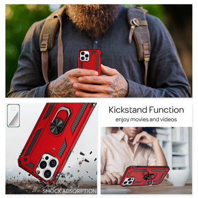 NALIA Panzerhülle für iPhone 12 Pro Max – Ring-Ständer 360° & Magnet-Halterung Kompatibel – RINGDEFEND (Stoßfestes Outdoor Case) – Marke aus Berlin Silber NALIA Protective Hülle