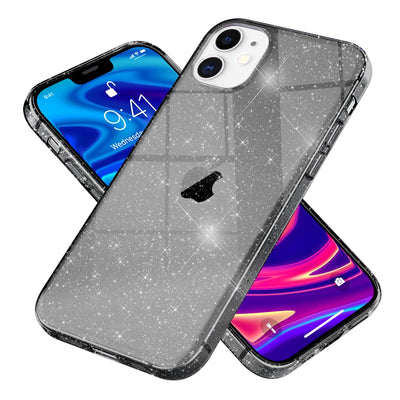 NALIA Glitzerhülle für iPhone 12 Mini – Funkelndes Silikon Case – DAZZLIN (Transparent & Stoßfest) – Marke aus Berlin Schwarz NALIA Transparente Hülle