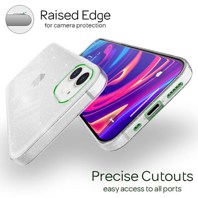 NALIA Glitzerhülle für iPhone 12 Mini – Funkelndes Silikon Case – DAZZLIN (Transparent & Stoßfest) – Marke aus Berlin Transparent NALIA Transparente Hülle