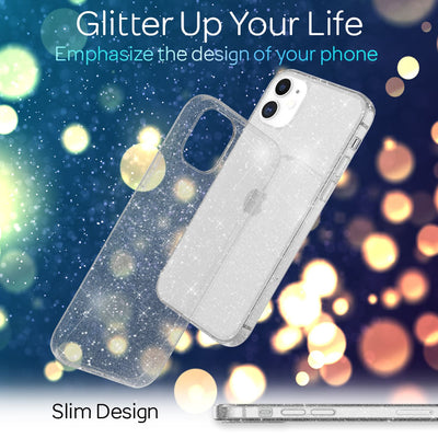 NALIA Glitzerhülle für iPhone 12 Mini – Funkelndes Silikon Case – DAZZLIN (Transparent & Stoßfest) – Marke aus Berlin Transparent NALIA Transparente Hülle