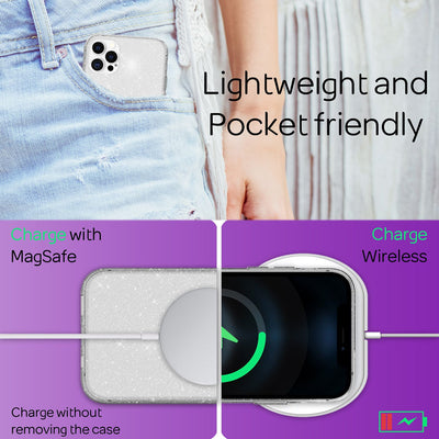 NALIA Glitzerhülle für iPhone 12 Pro Max – Funkelndes Silikon Case – DAZZLIN (Transparent & Stoßfest) – Marke aus Berlin Transparent NALIA Transparente Hülle