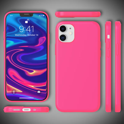 NALIA Neon Silikonhülle für iPhone 12 Mini – Soft-Touch & Signal-Neon – NEONSHOCK (Matte Schutzhülle) – Marke aus Berlin Pink NALIA Protective Hülle