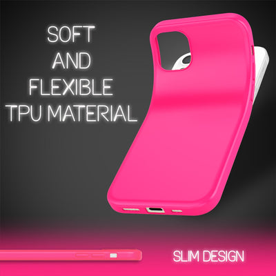 NALIA Neon Silikonhülle für iPhone 12 / 12 Pro – Soft-Touch & Signal-Neon – NEONSHOCK (Matte Schutzhülle) – Marke aus Berlin Pink NALIA Protective Hülle