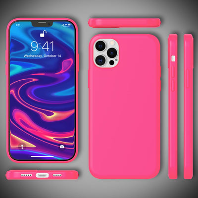 NALIA Neon Silikonhülle für iPhone 12 Pro Max – Soft-Touch & Signal-Neon – NEONSHOCK (Matte Schutzhülle) – Marke aus Berlin Pink NALIA Protective Hülle