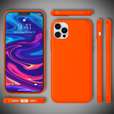 NALIA Neon Silikonhülle für iPhone 12 Pro Max – Soft-Touch & Signal-Neon – NEONSHOCK (Matte Schutzhülle) – Marke aus Berlin Orange NALIA Protective Hülle
