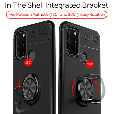 NALIA Ring Handyhülle kompatibel mit Honor 9A Hülle, TPU Silikon Cover mit 360-Grad Finger-Halter für magnetische KFZ-Halterung, Dünne Schutzhülle Phone Case Handy-Tasche Etui Bumper Rose Gold NALIA Protective Hülle