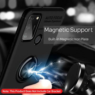 NALIA Ring Handyhülle kompatibel mit Honor 9A Hülle, TPU Silikon Cover mit 360-Grad Finger-Halter für magnetische KFZ-Halterung, Dünne Schutzhülle Phone Case Handy-Tasche Etui Bumper Rose Gold NALIA Protective Hülle