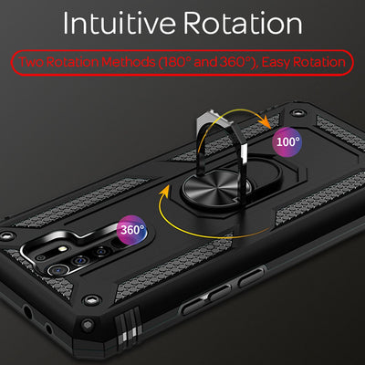 NALIA Panzerhülle für Xiaomi Redmi 9 – Ring-Ständer 360° & Magnet-Halterung Kompatibel – RINGDEFEND (Stoßfestes Outdoor Case) – Marke aus Berlin Default Title NALIA Protective Hülle
