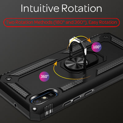 NALIA Panzerhülle für Xiaomi Redmi 9A – Ring-Ständer 360° & Magnet-Halterung Kompatibel – RINGDEFEND (Stoßfestes Outdoor Case) – Marke aus Berlin Default Title NALIA Protective Hülle