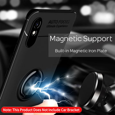 NALIA Ringhülle für Xiaomi Redmi 9A – Ring-Ständer 360° & für Magnet-Halter – GRIP360 (Mattiertes Silikon Case) – Marke aus Berlin Schwarz NALIA Protective Hülle