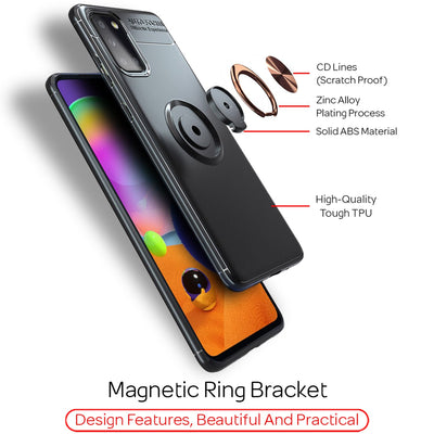 NALIA Ring Handyhülle kompatibel mit Samsung Galaxy A31 Hülle, Silikon Cover mit 360-Grad Finger-Halter für magnetische KFZ-Halterung, Schutzhülle Phone Case Handy-Tasche Etui Bumper Rose Gold NALIA Protective Hülle
