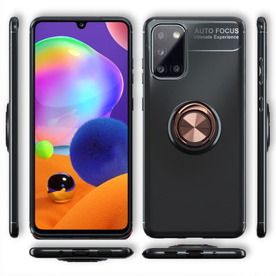 NALIA Ring Handyhülle kompatibel mit Samsung Galaxy A31 Hülle, Silikon Cover mit 360-Grad Finger-Halter für magnetische KFZ-Halterung, Schutzhülle Phone Case Handy-Tasche Etui Bumper Rose Gold NALIA Protective Hülle