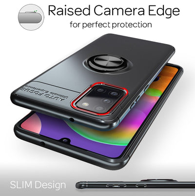 NALIA Ring Handyhülle kompatibel mit Samsung Galaxy A31 Hülle, Silikon Cover mit 360-Grad Finger-Halter für magnetische KFZ-Halterung, Schutzhülle Phone Case Handy-Tasche Etui Bumper Schwarz NALIA Protective Hülle