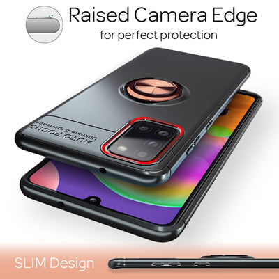 NALIA Ring Handyhülle kompatibel mit Samsung Galaxy A31 Hülle, Silikon Cover mit 360-Grad Finger-Halter für magnetische KFZ-Halterung, Schutzhülle Phone Case Handy-Tasche Etui Bumper Rose Gold NALIA Protective Hülle