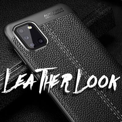 NALIA Design Case kompatibel mit Samsung Galaxy A31 Hülle, Leder Look Stylische Handyhülle Stoßfeste Silikon Schutzhülle, Slim Phone Backcover Skin Dünne Handy-Tasche Cover Etui Robust - Schwarz Default Title NALIA Protective Hülle