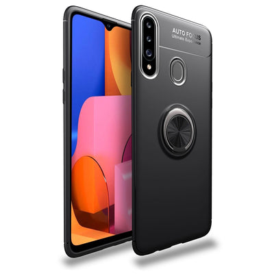NALIA Ringhülle für Samsung Galaxy A20s – Ring-Ständer 360° & für Magnet-Halter – GRIP360 (Mattiertes Silikon Case) – Marke aus Berlin Schwarz NALIA Protective Hülle