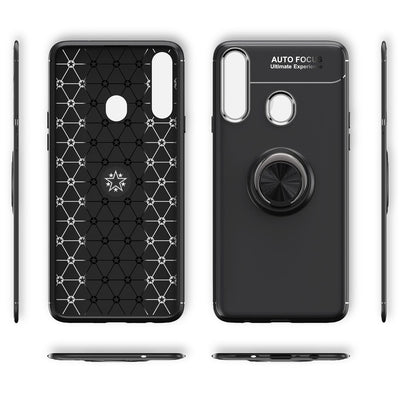 NALIA Ringhülle für Samsung Galaxy A20s – Ring-Ständer 360° & für Magnet-Halter – GRIP360 (Mattiertes Silikon Case) – Marke aus Berlin Schwarz NALIA Protective Hülle