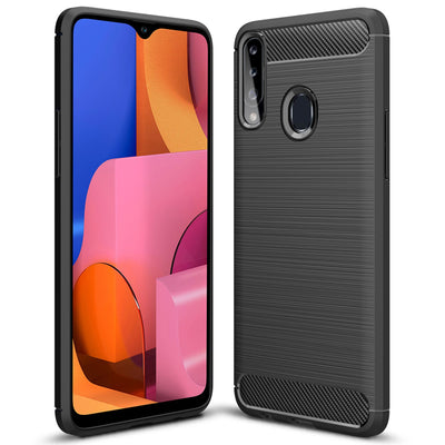 NALIA Design Case kompatibel mit Samsung Galaxy A20s Hülle, Carbon Look Stylische Handyhülle Stoßfeste Silikon Schutzhülle, Dünne Handy-Tasche Phone Cover Bumper Soft Skin TPU Etui Robust - Schwarz Default Title NALIA Protective Hülle