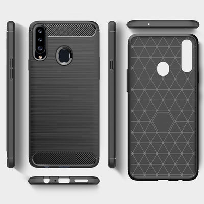 NALIA Design Case kompatibel mit Samsung Galaxy A20s Hülle, Carbon Look Stylische Handyhülle Stoßfeste Silikon Schutzhülle, Dünne Handy-Tasche Phone Cover Bumper Soft Skin TPU Etui Robust - Schwarz Default Title NALIA Protective Hülle