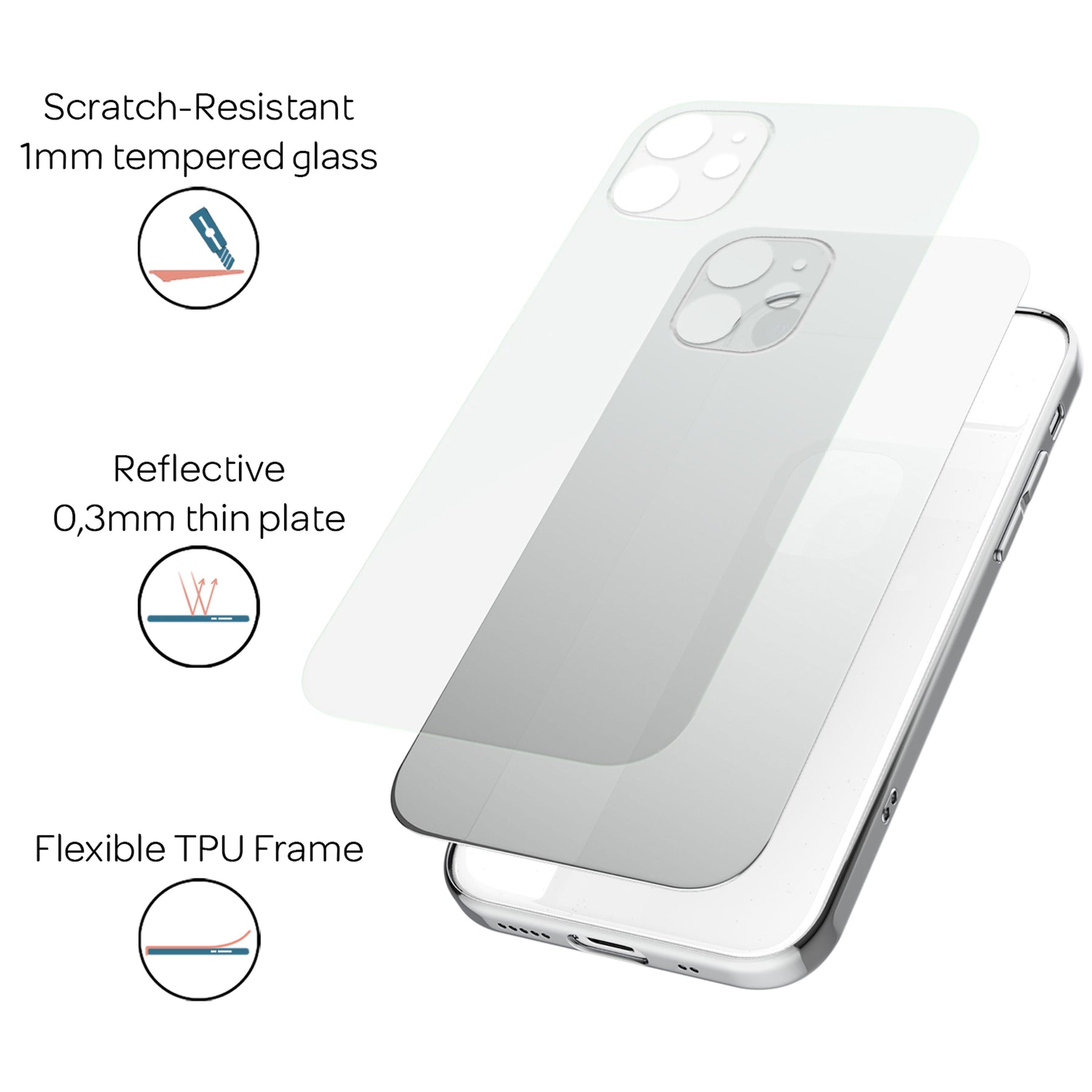 NALIA Spiegelhülle für iPhone 12 Mini – Echtes Glas (9H Spiegel & Robust) – RAYN (Premium Hardcase & Silikon Bumper) – Marke aus Berlin Default Title NALIA Protective Hülle