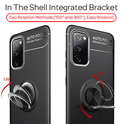 NALIA Ring Handyhülle kompatibel mit Samsung Galaxy S20 FE Hülle, Silikon Cover mit 360-Grad Finger-Halter für magnetische KFZ-Halterung, Schutzhülle Phone Case Handy-Tasche Bumper Schwarz NALIA Protective Hülle