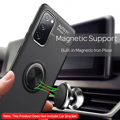 NALIA Ring Handyhülle kompatibel mit Samsung Galaxy S20 FE Hülle, Silikon Cover mit 360-Grad Finger-Halter für magnetische KFZ-Halterung, Schutzhülle Phone Case Handy-Tasche Bumper Schwarz NALIA Protective Hülle