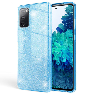 NALIA Glitzerhülle für Samsung Galaxy S20 FE – Funkelnder Glitzer-Look & Grip – SHINEPOP (Silikon Case) – Marke aus Berlin Blau NALIA Protective Hülle