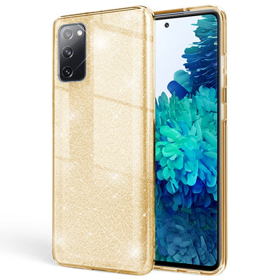 NALIA Glitzerhülle für Samsung Galaxy S20 FE – Funkelnder Glitzer-Look & Grip – SHINEPOP (Silikon Case) – Marke aus Berlin Gold NALIA Protective Hülle