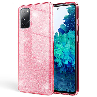 NALIA Glitzerhülle für Samsung Galaxy S20 FE – Funkelnder Glitzer-Look & Grip – SHINEPOP (Silikon Case) – Marke aus Berlin Pink NALIA Protective Hülle